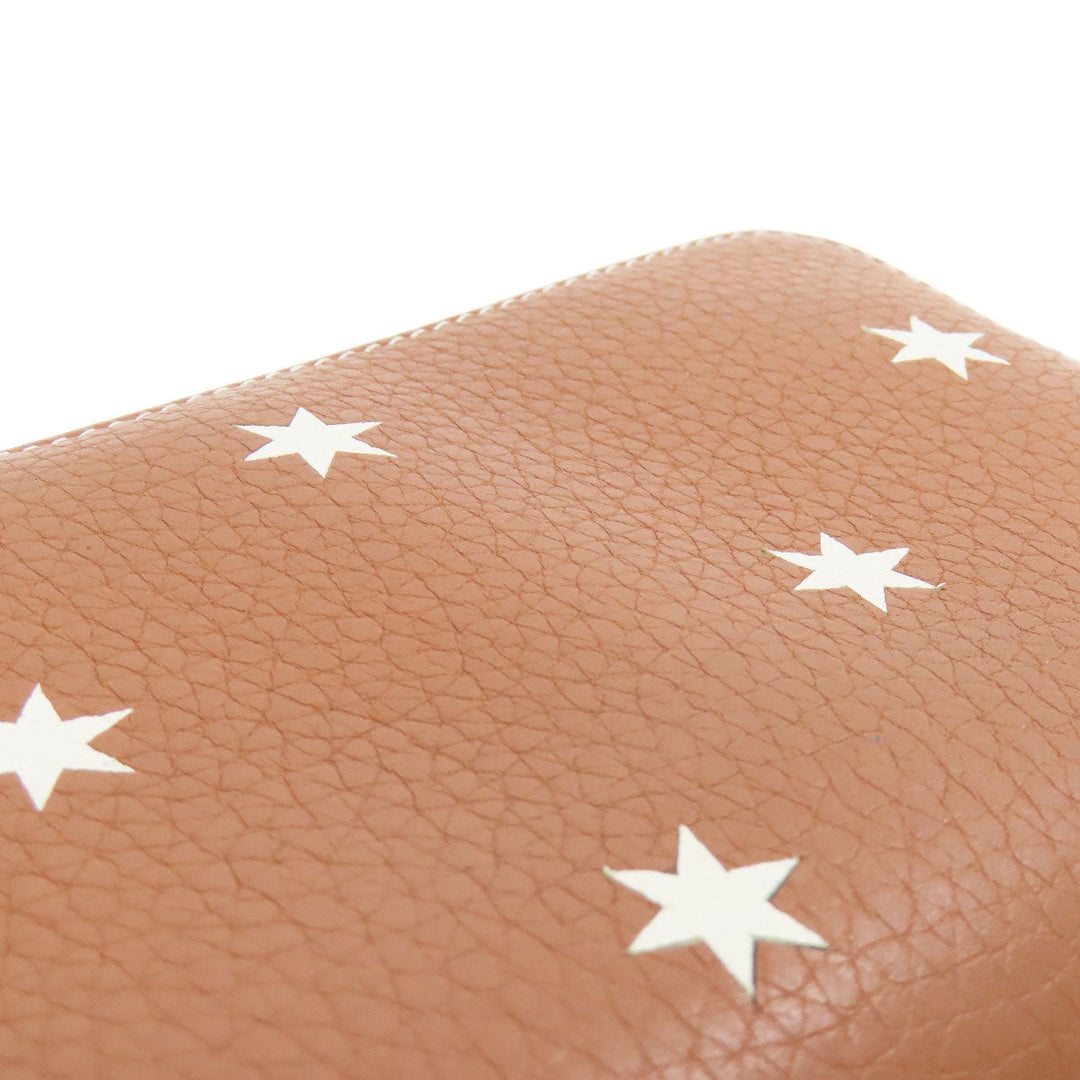 LOEWE Long Wallet Purse Calfskin Brown Star motif