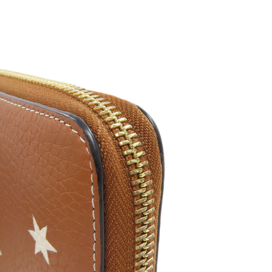 LOEWE Long Wallet Purse Calfskin Brown Star motif