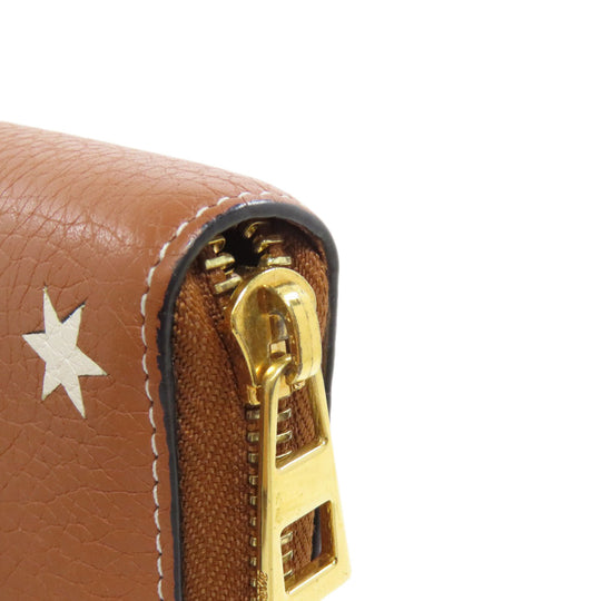 LOEWE Long Wallet Purse Calfskin Brown Star motif