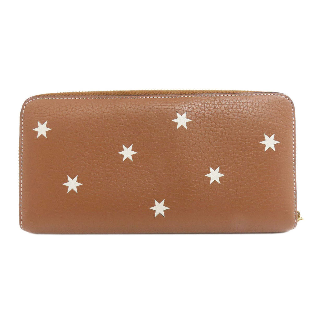 LOEWE Long Wallet Purse Calfskin Brown Star motif