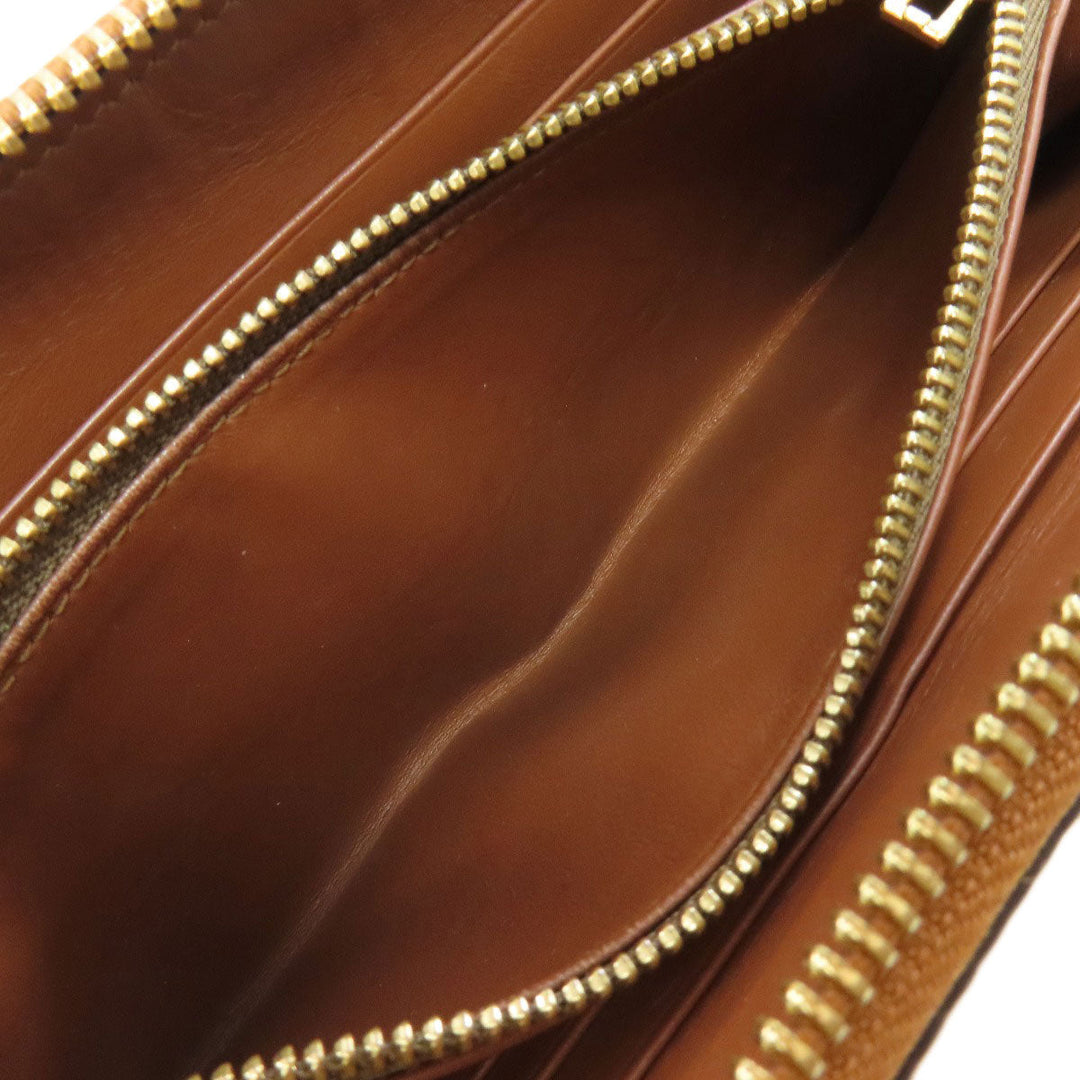 LOEWE Long Wallet Purse Calfskin Brown Star motif