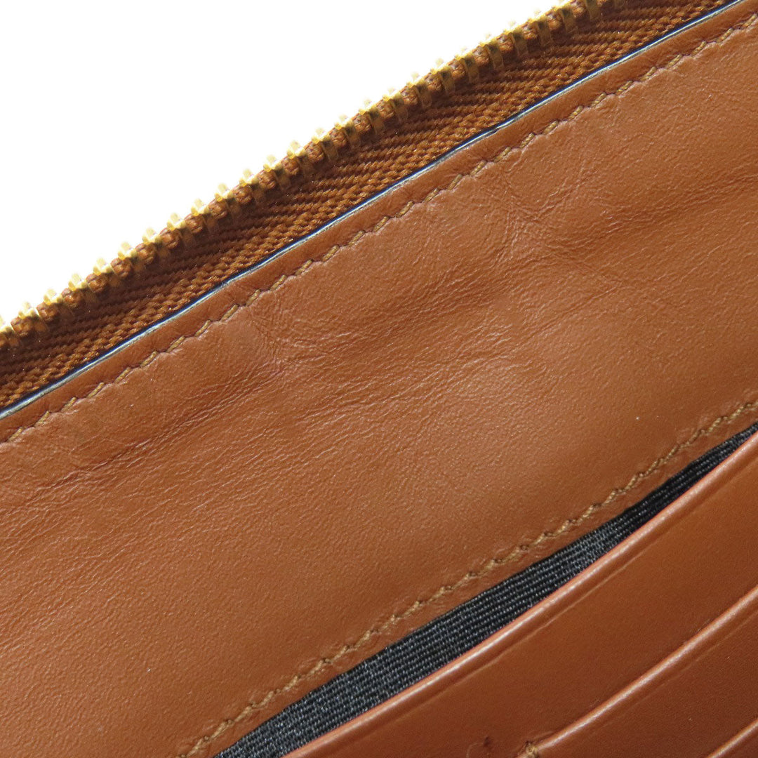 LOEWE Long Wallet Purse Calfskin Brown Star motif