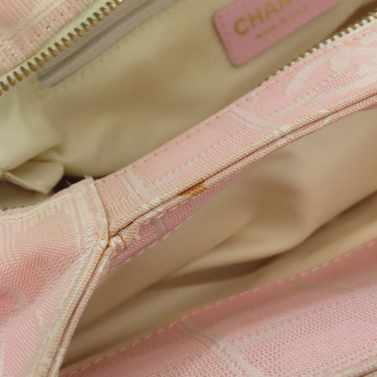 CHANEL Tote Bag Nylon jacquard pink New travel line Women Used Authentic