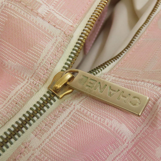 CHANEL Tote Bag Nylon jacquard pink New travel line Women Used Authentic