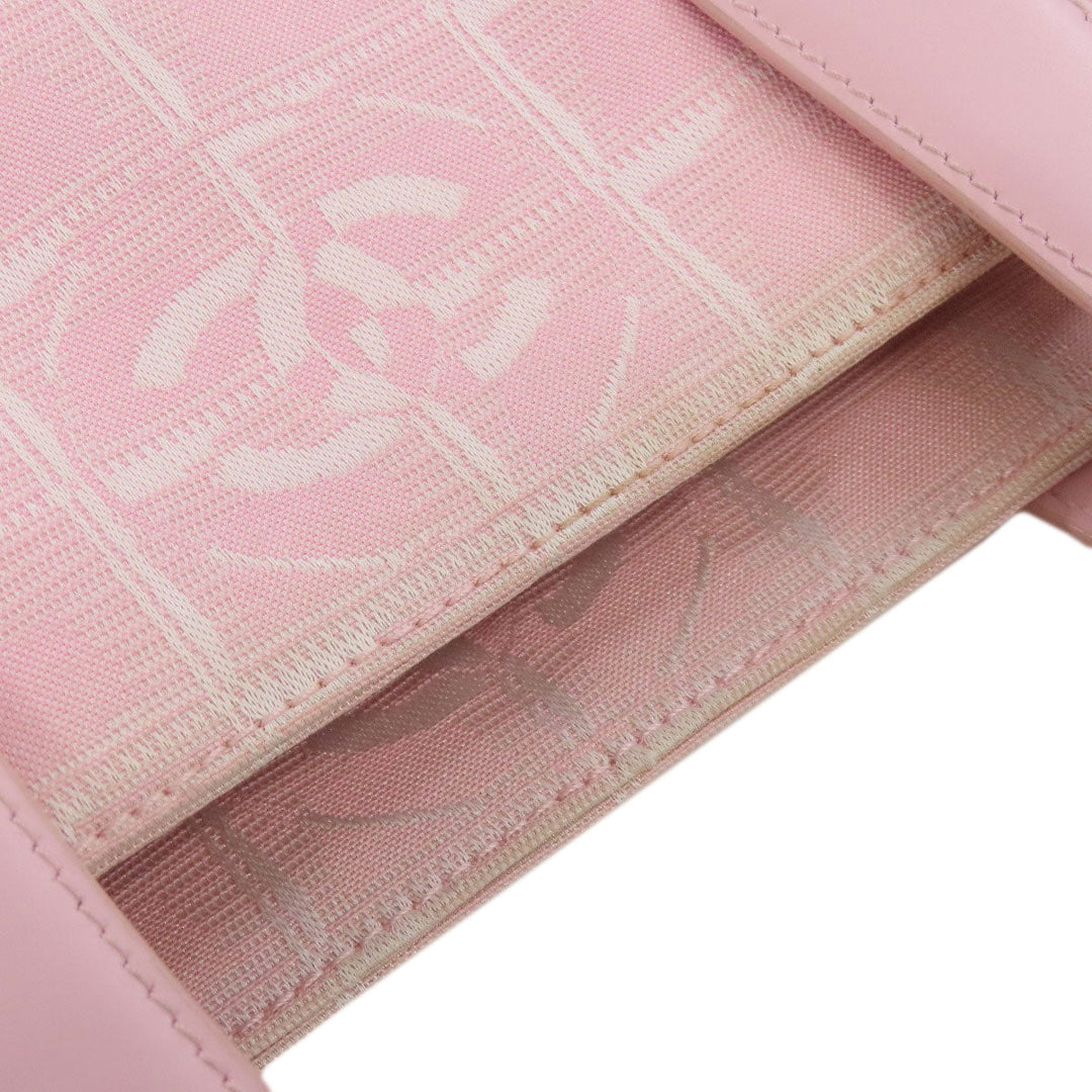 CHANEL Tote Bag Nylon jacquard pink New travel line Women Used Authentic