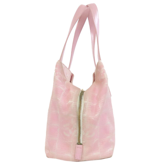 CHANEL Tote Bag Nylon jacquard pink New travel line Women Used Authentic