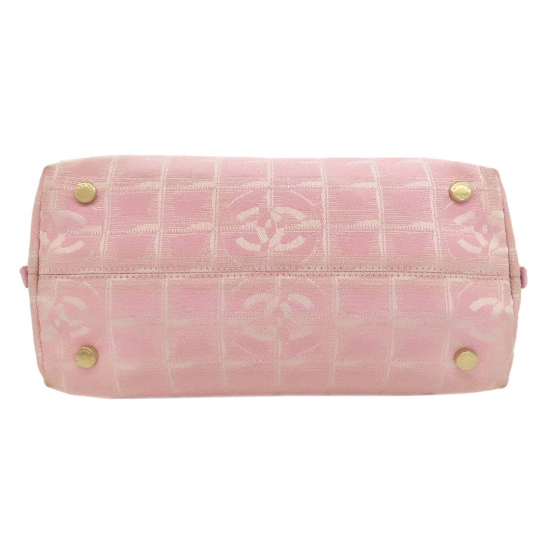 CHANEL Tote Bag Nylon jacquard pink New travel line Women Used Authentic