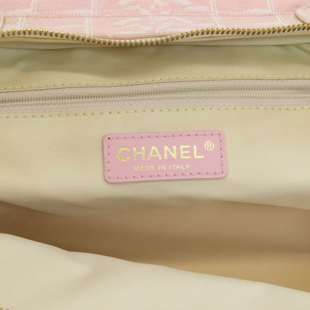 CHANEL Tote Bag Nylon jacquard pink New travel line Women Used Authentic