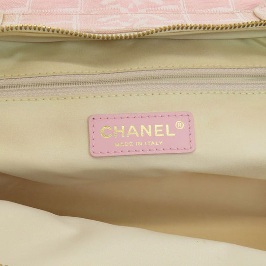 CHANEL Tote Bag Nylon jacquard pink New travel line Women Used Authentic