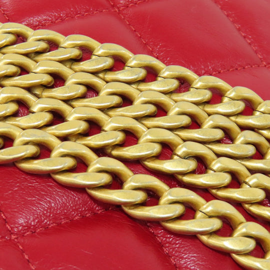 CHANEL Shoulder Bag lambskin Red ChainShoulder Matelasse Gold Metal
