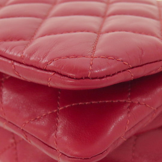 CHANEL Shoulder Bag lambskin Red ChainShoulder Matelasse Gold Metal