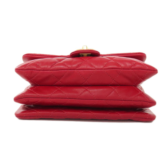 CHANEL Shoulder Bag lambskin Red ChainShoulder Matelasse Gold Metal