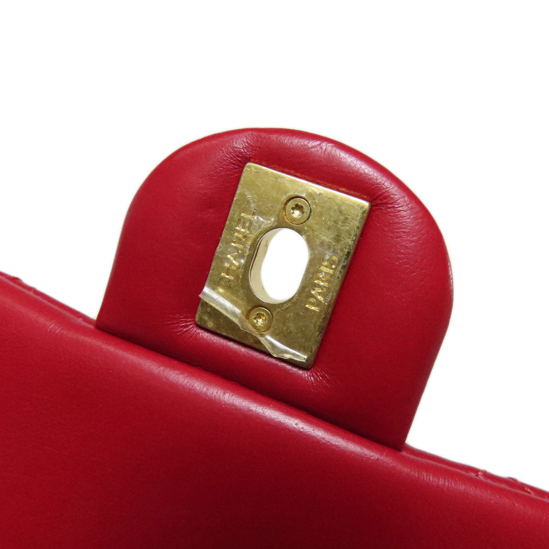 CHANEL Shoulder Bag lambskin Red ChainShoulder Matelasse Gold Metal