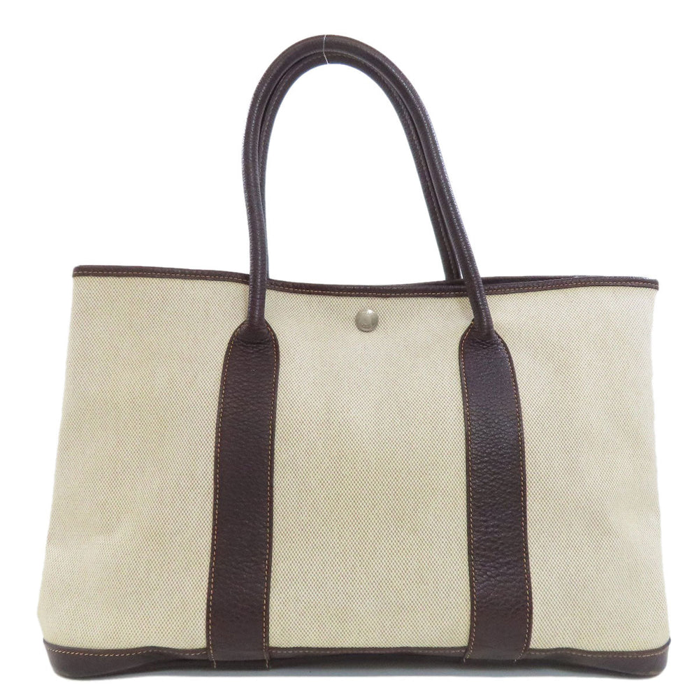 HERMES Tote Bag Tower ash beige Garden Party PM SilverMetal Women Used Authentic