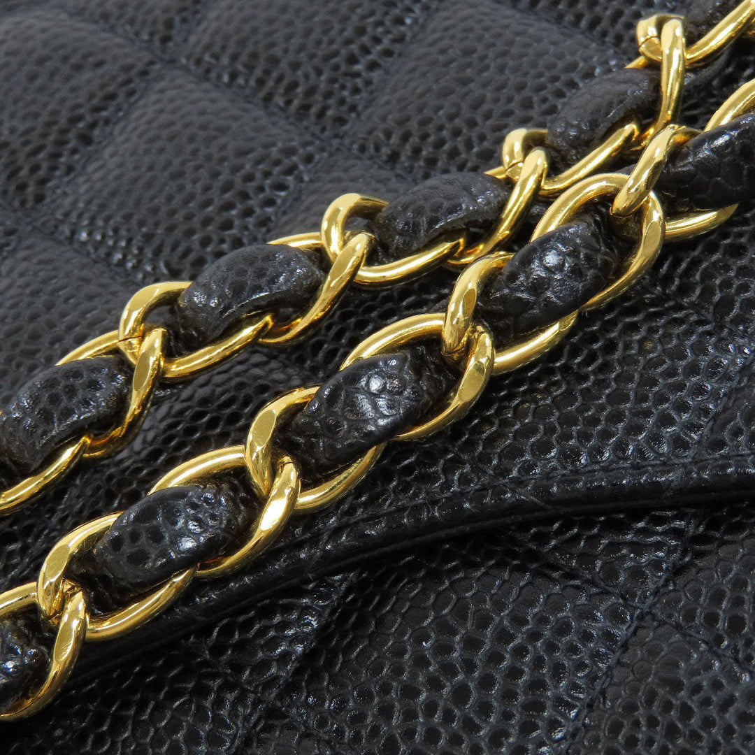CHANEL Shoulder Bag Grained Calfskin Skin black ChainShoulder Matelasse Gold Metal