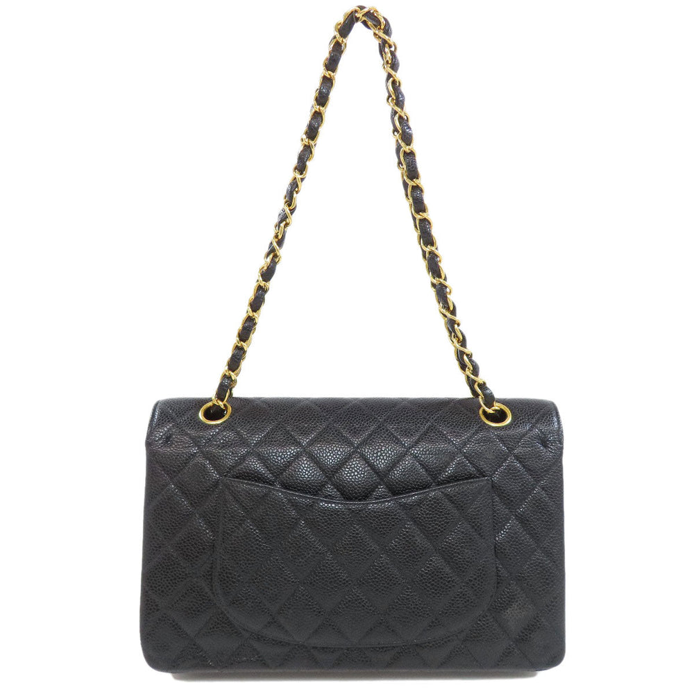 CHANEL Shoulder Bag Grained Calfskin Skin black ChainShoulder Matelasse Gold Metal