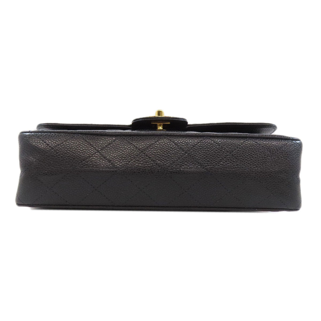 CHANEL Shoulder Bag Grained Calfskin Skin black ChainShoulder Matelasse Gold Metal