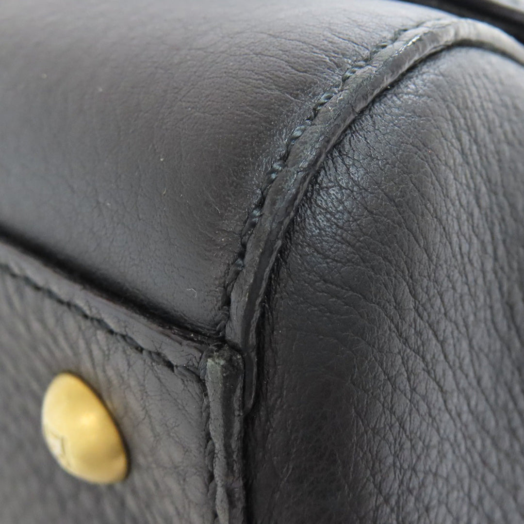 FENDI Shoulder Bag leather black 2WAY Women Used Authentic
