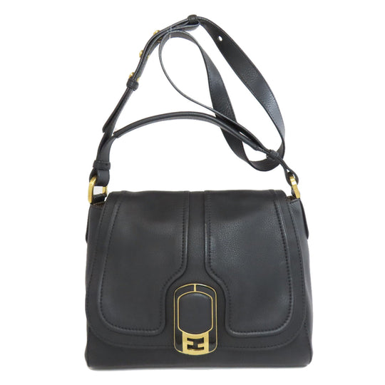 FENDI Shoulder Bag leather black 2WAY Women Used Authentic