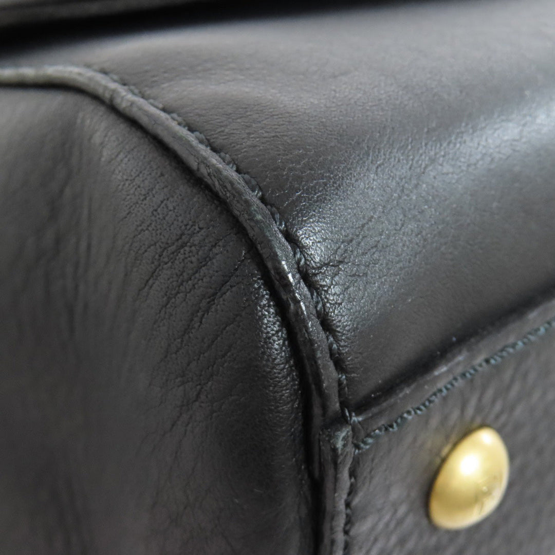 FENDI Shoulder Bag leather black 2WAY Women Used Authentic