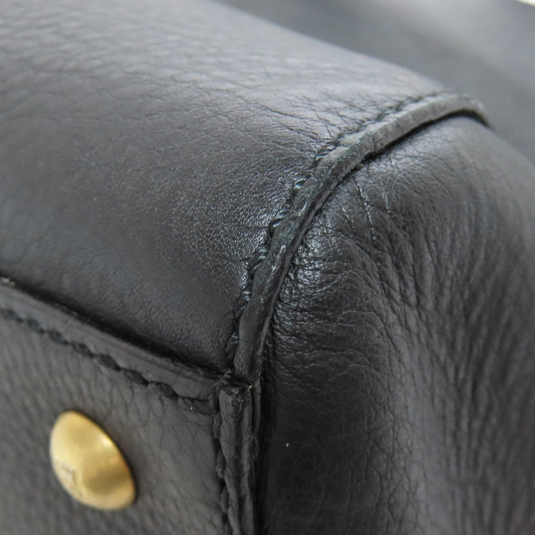 FENDI Shoulder Bag leather black 2WAY Women Used Authentic