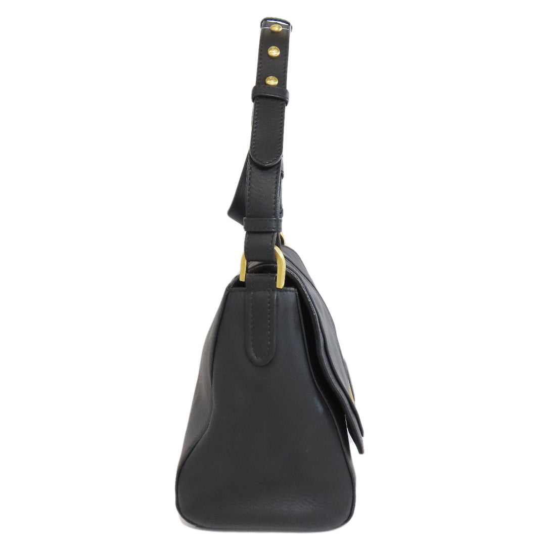 FENDI Shoulder Bag leather black 2WAY Women Used Authentic