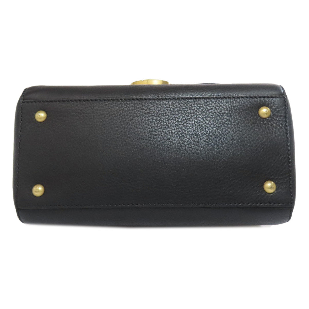 FENDI Shoulder Bag leather black 2WAY Women Used Authentic
