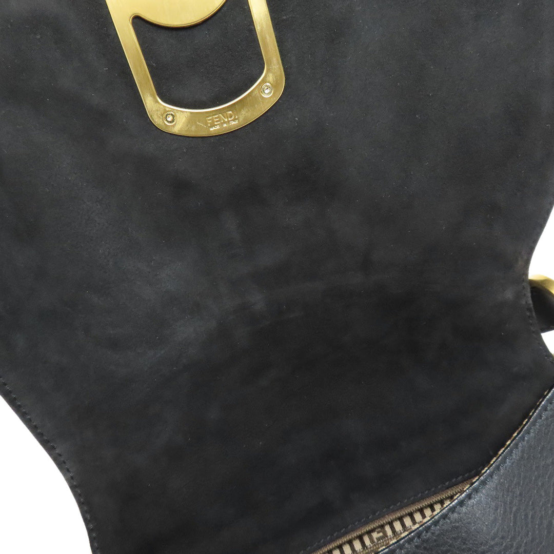 FENDI Shoulder Bag leather black 2WAY Women Used Authentic
