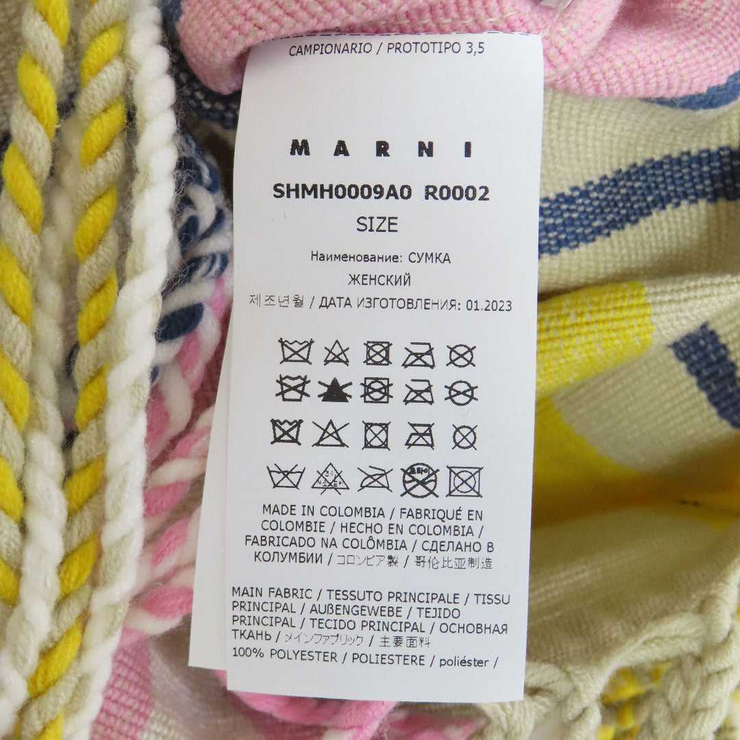 MARNI Handbag canvas beige flower cafe hammock Women Used Authentic