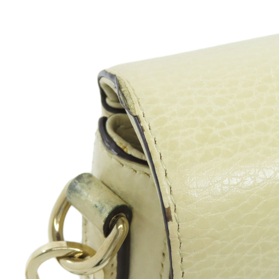 GUCCI Shoulder Bag 607720 Calfskin white Interlocking G outlet Women Used Authentic