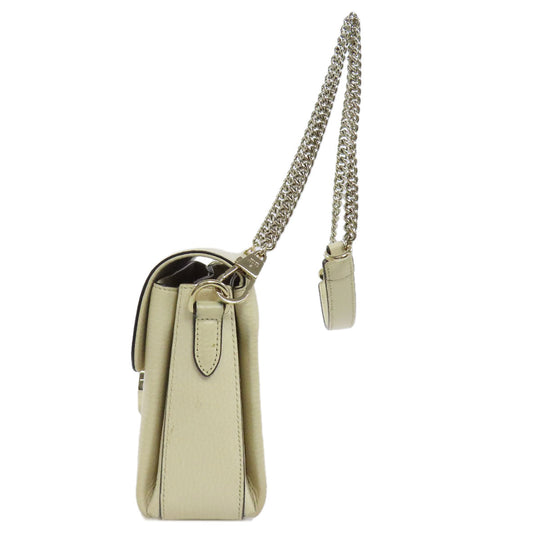 GUCCI Shoulder Bag 607720 Calfskin white Interlocking G outlet Women Used Authentic