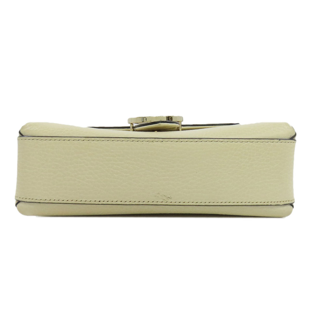 GUCCI Shoulder Bag 607720 Calfskin white Interlocking G outlet Women Used Authentic