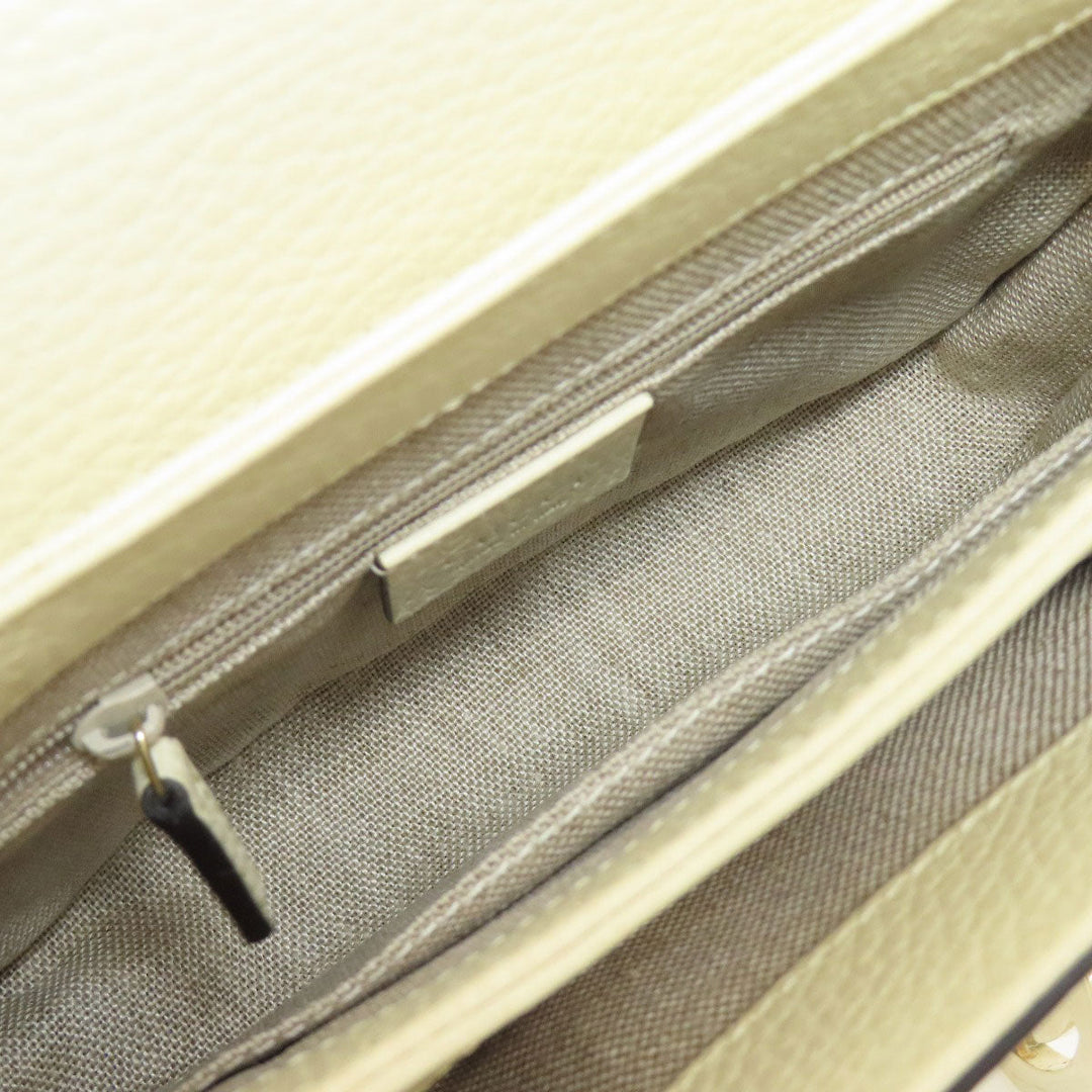 GUCCI Shoulder Bag 607720 Calfskin white Interlocking G outlet Women Used Authentic