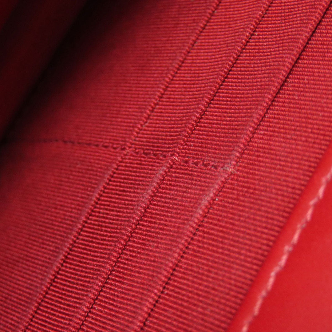 CHANEL Shoulder Bag lambskin Red Chain Wallet COCO Mark SilverMetal Women Used Authentic