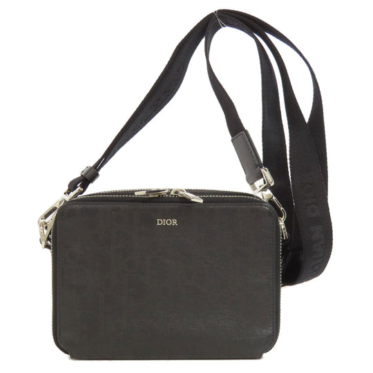 Christian Dior Shoulder Bag leather black Trotter Pattern Women Used Authentic