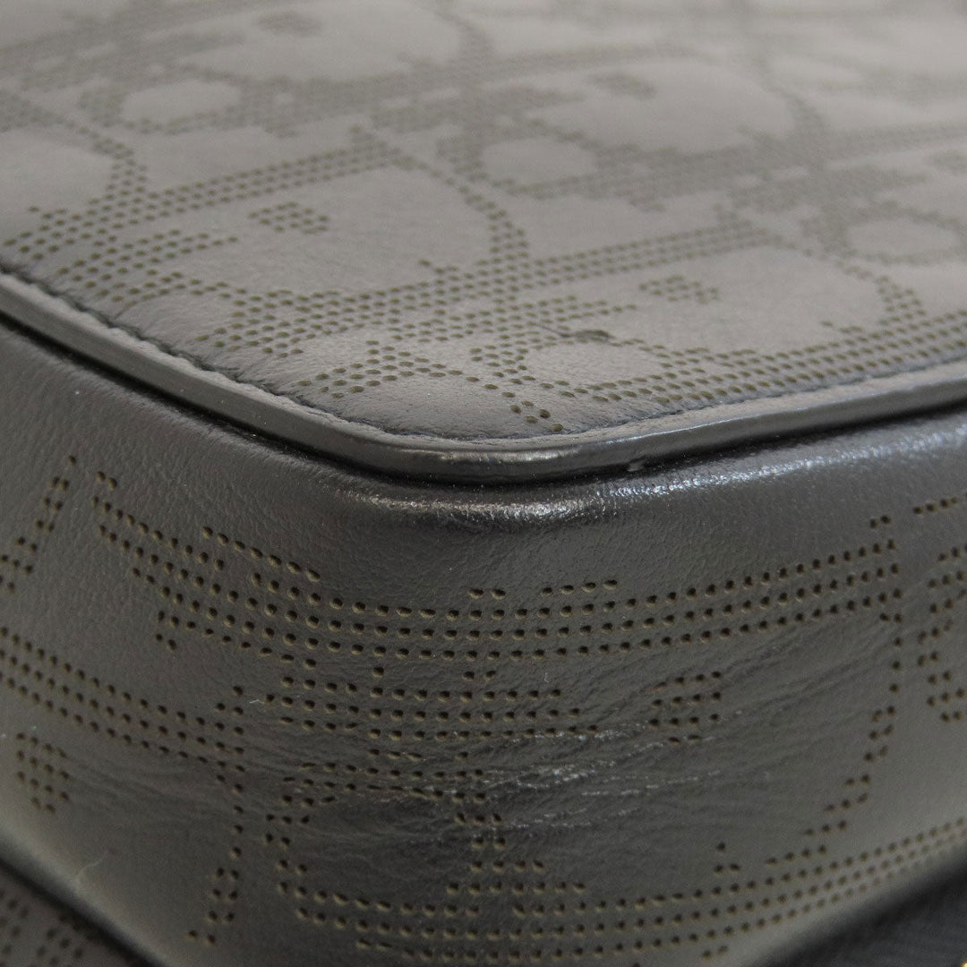 Christian Dior Shoulder Bag leather black Trotter Pattern Women Used Authentic