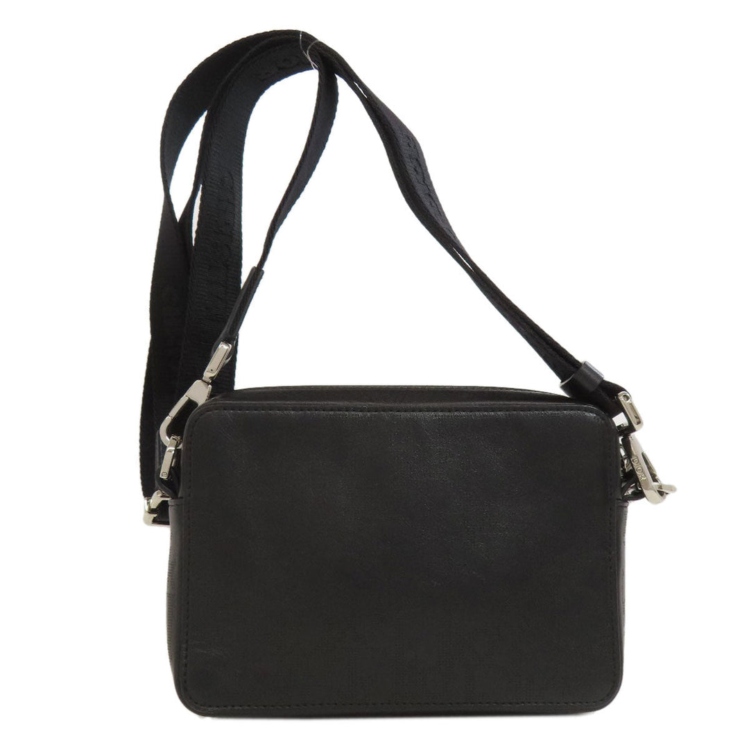 Christian Dior Shoulder Bag leather black Trotter Pattern Women Used Authentic