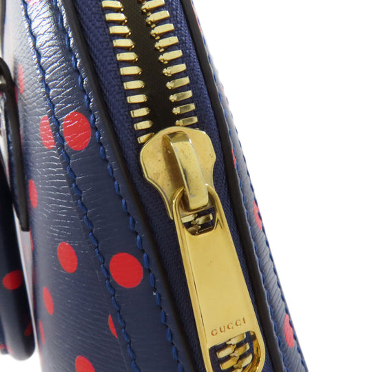 GUCCI Handbag 620850 leather Navy Horsebit Dot Pattern 2WAY Women Used Authentic