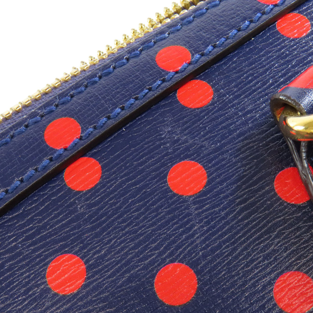 GUCCI Handbag 620850 leather Navy Horsebit Dot Pattern 2WAY Women Used Authentic