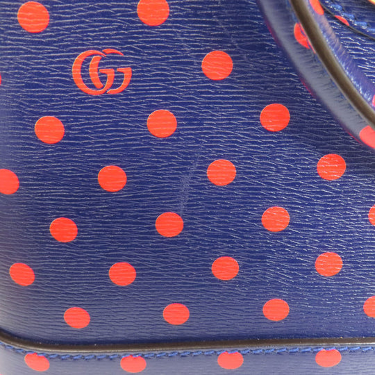 GUCCI Handbag 620850 leather Navy Horsebit Dot Pattern 2WAY Women Used Authentic