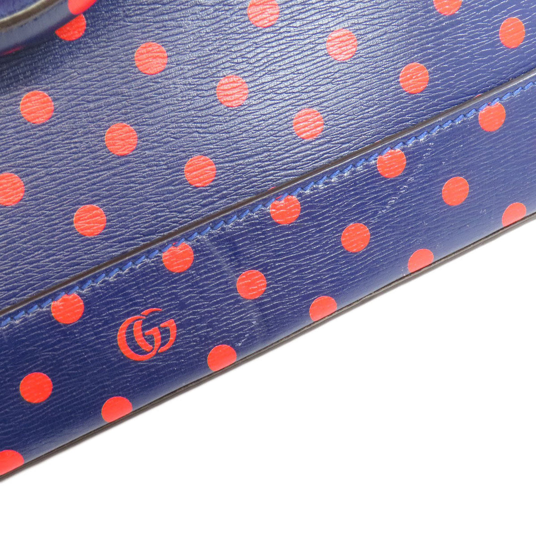 GUCCI Handbag 620850 leather Navy Horsebit Dot Pattern 2WAY Women Used Authentic