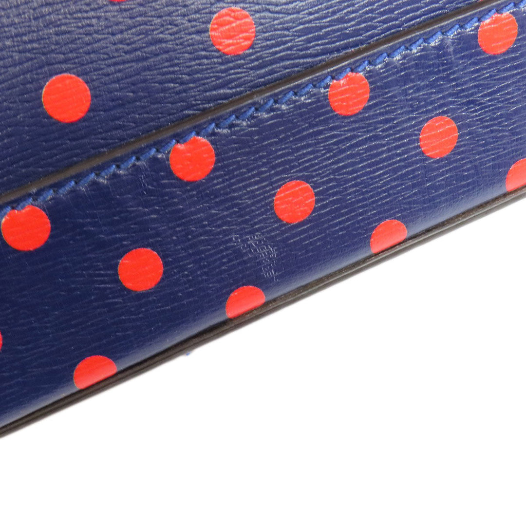 GUCCI Handbag 620850 leather Navy Horsebit Dot Pattern 2WAY Women Used Authentic