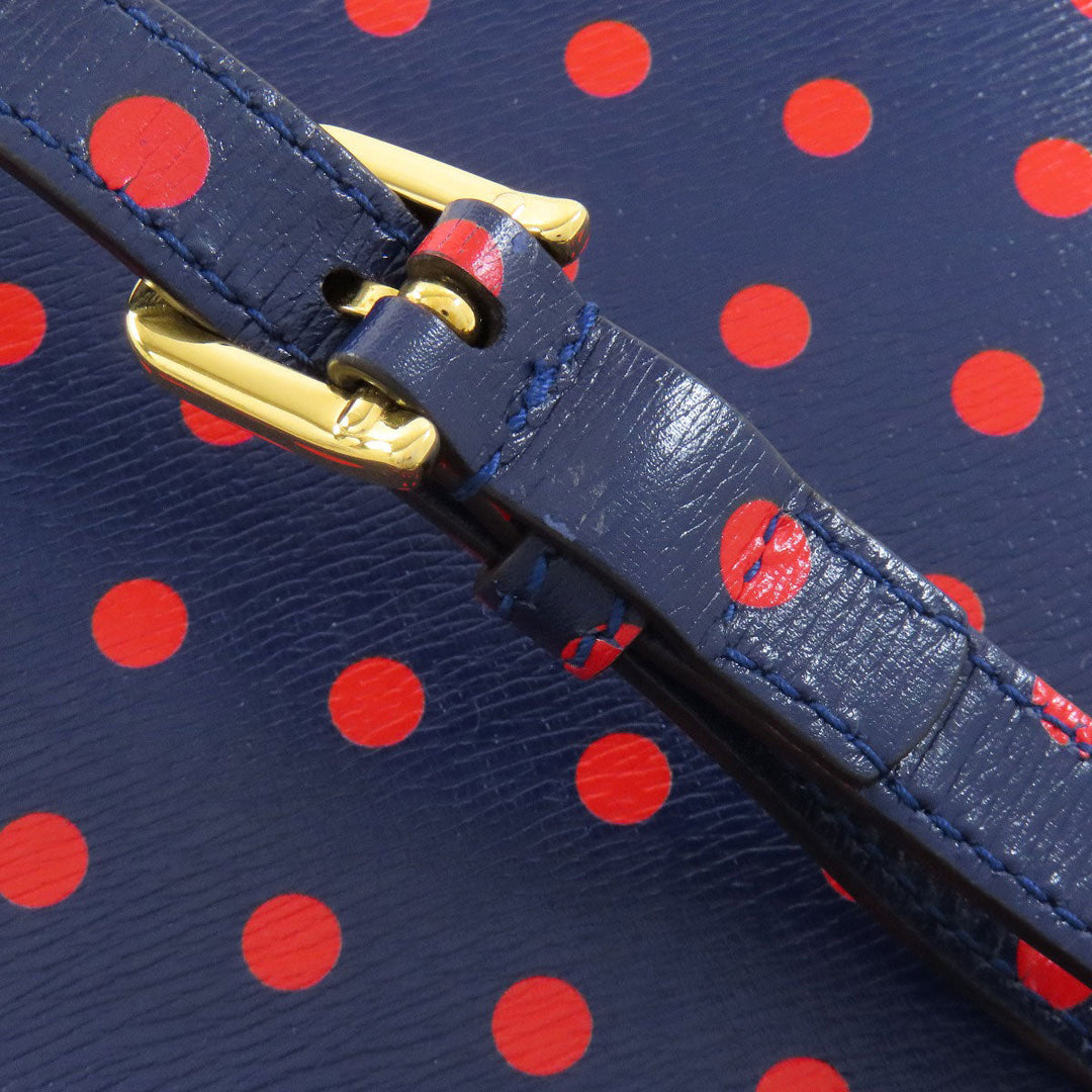 GUCCI Handbag 620850 leather Navy Horsebit Dot Pattern 2WAY Women Used Authentic