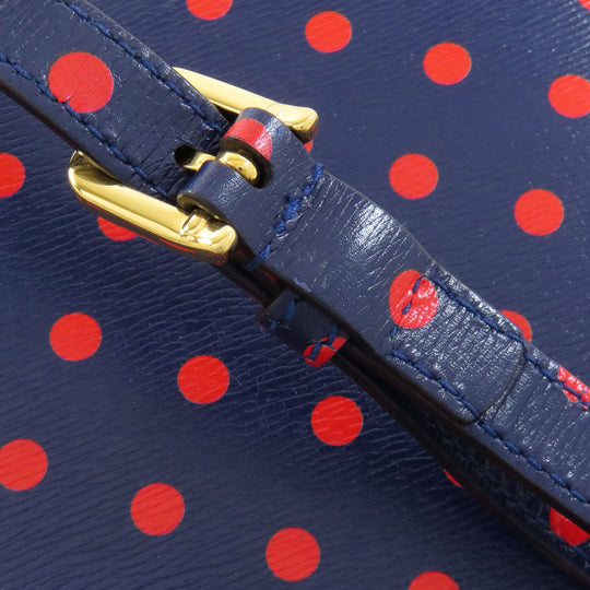 GUCCI Handbag 620850 leather Navy Horsebit Dot Pattern 2WAY Women Used Authentic