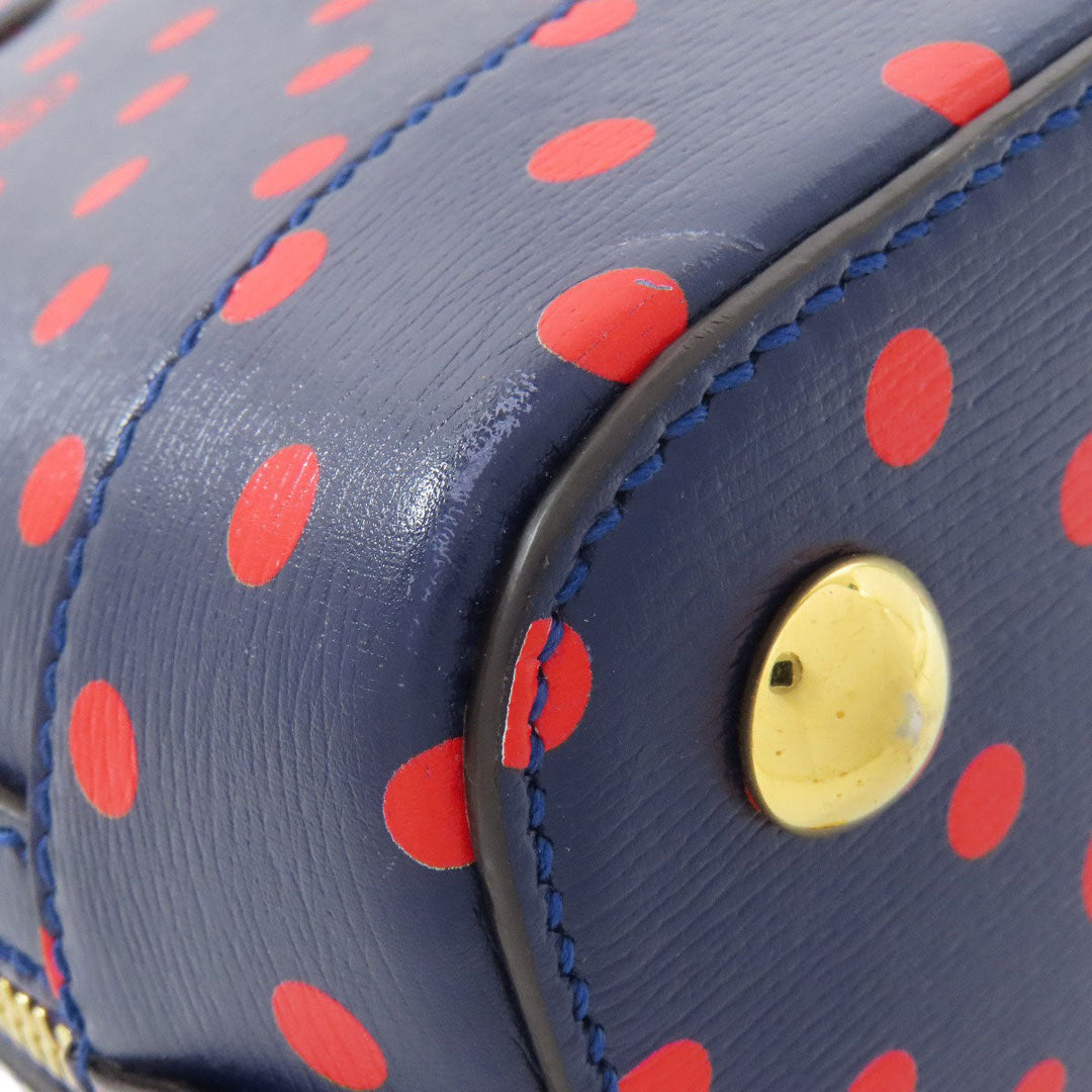 GUCCI Handbag 620850 leather Navy Horsebit Dot Pattern 2WAY Women Used Authentic