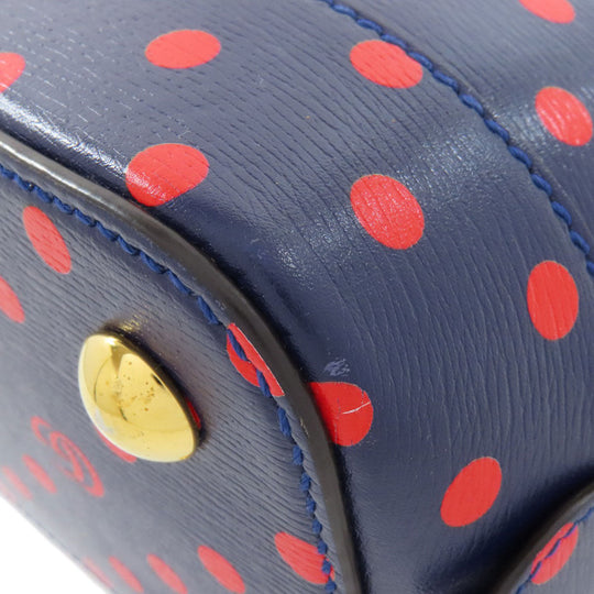 GUCCI Handbag 620850 leather Navy Horsebit Dot Pattern 2WAY Women Used Authentic