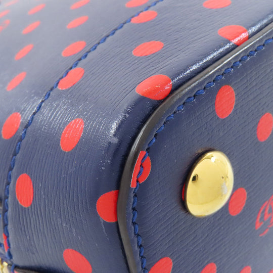 GUCCI Handbag 620850 leather Navy Horsebit Dot Pattern 2WAY Women Used Authentic