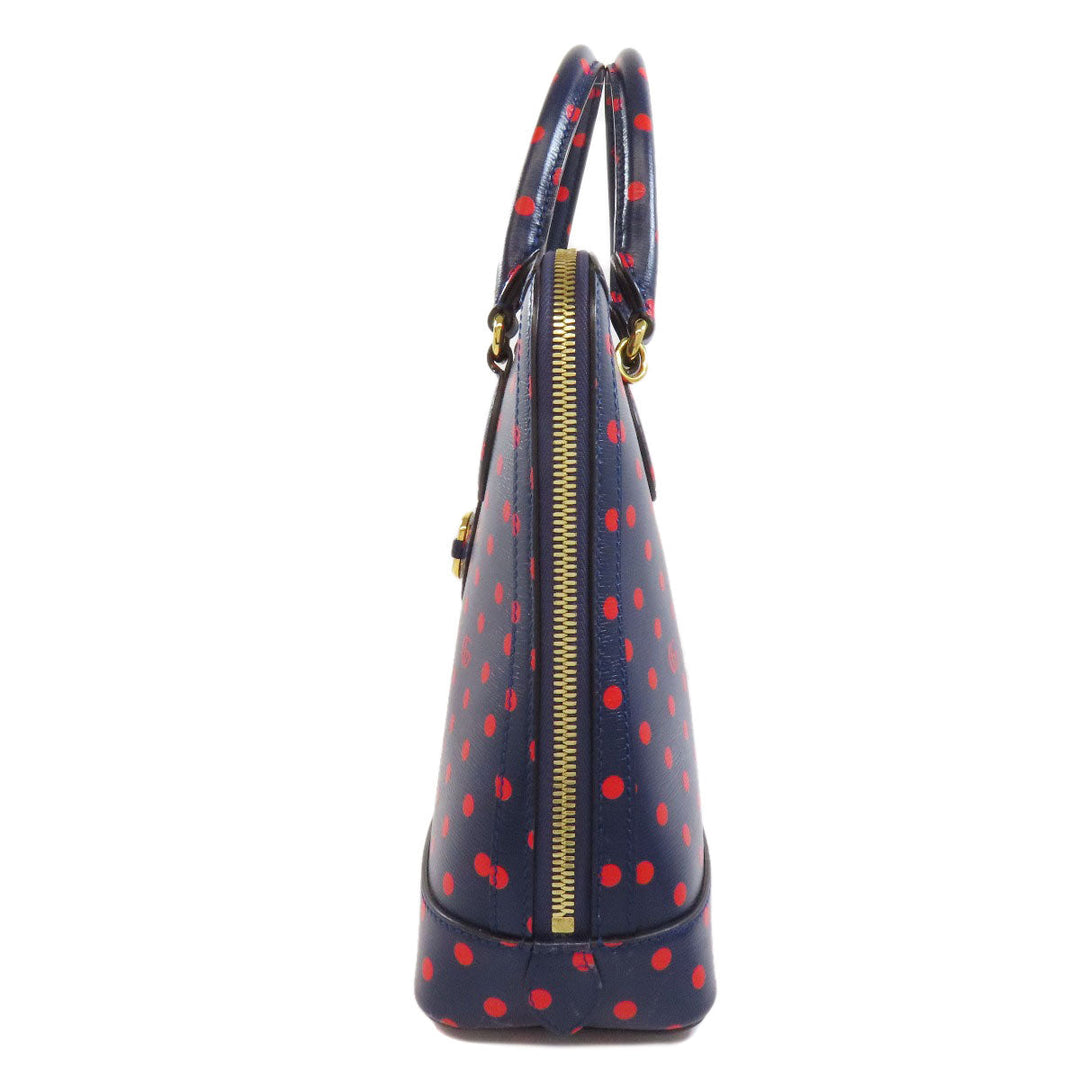 GUCCI Handbag 620850 leather Navy Horsebit Dot Pattern 2WAY Women Used Authentic