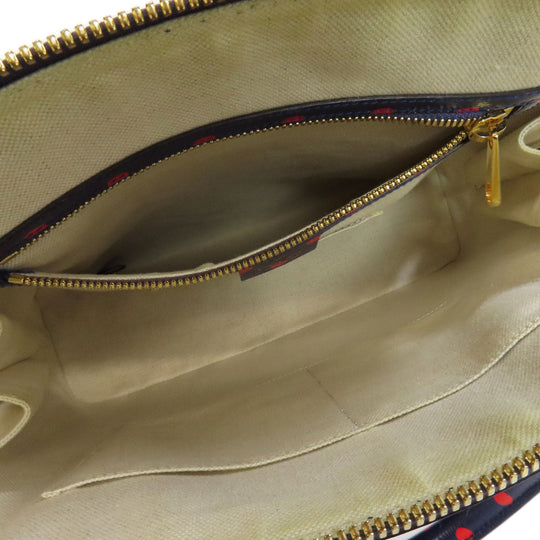 GUCCI Handbag 620850 leather Navy Horsebit Dot Pattern 2WAY Women Used Authentic