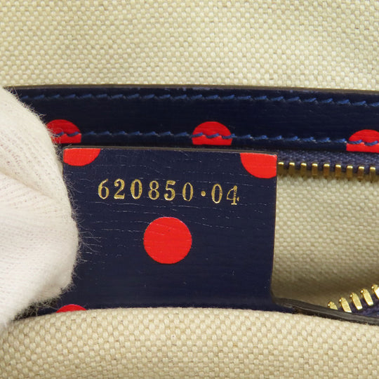GUCCI Handbag 620850 leather Navy Horsebit Dot Pattern 2WAY Women Used Authentic